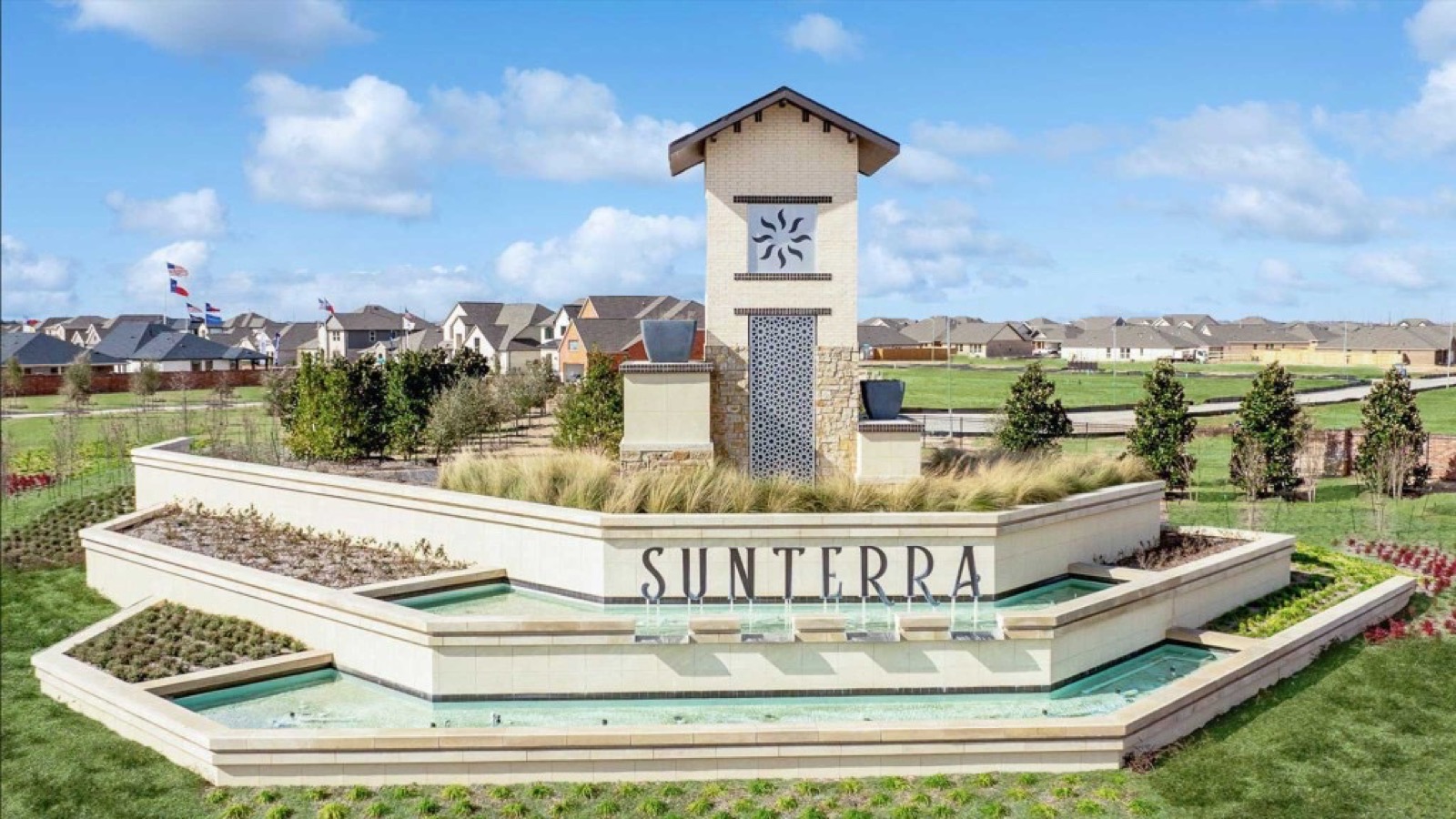 Sunterra community entrance monument in Katy, Texas